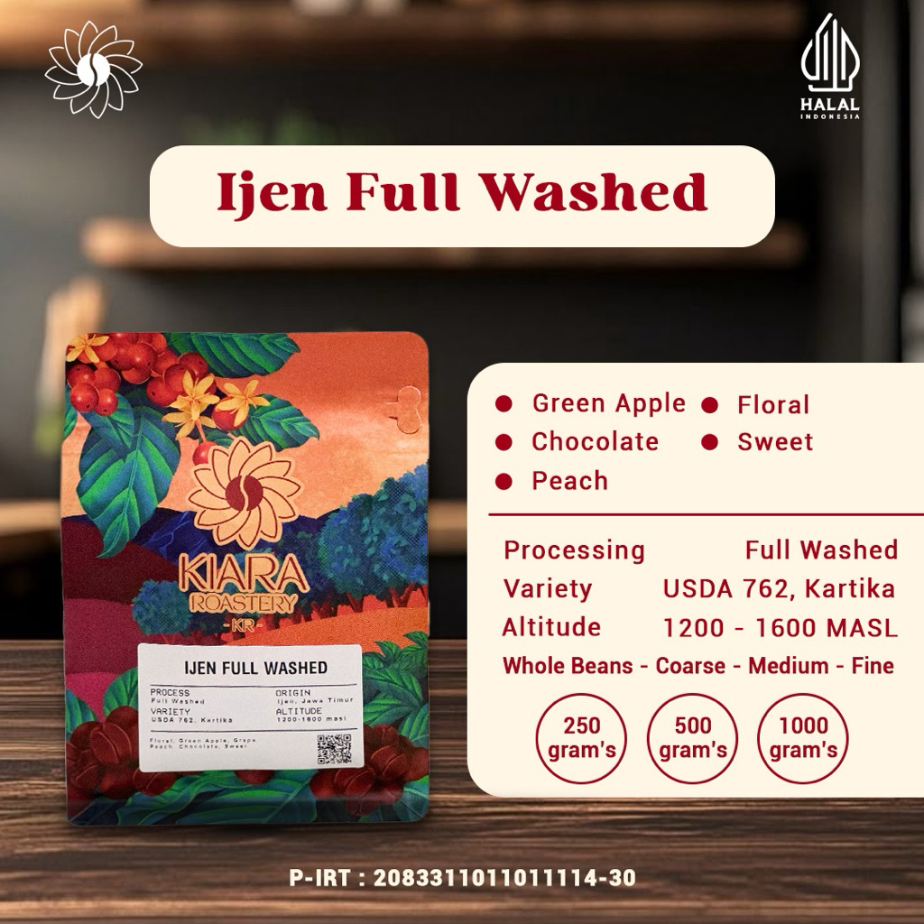 

Ijen Full Washed Pouch | Kopi 100% Full Arabica | Specialty Grade Coffee | Biji dan Bubuk Kopi | Kiara Roastery