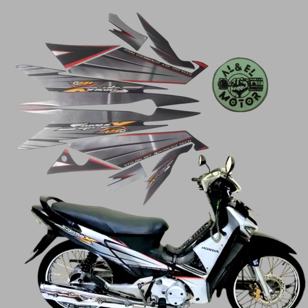 Stiker Striping Lis Les Body Motor Honda Supra X 125 D 2005 Hitam Silver