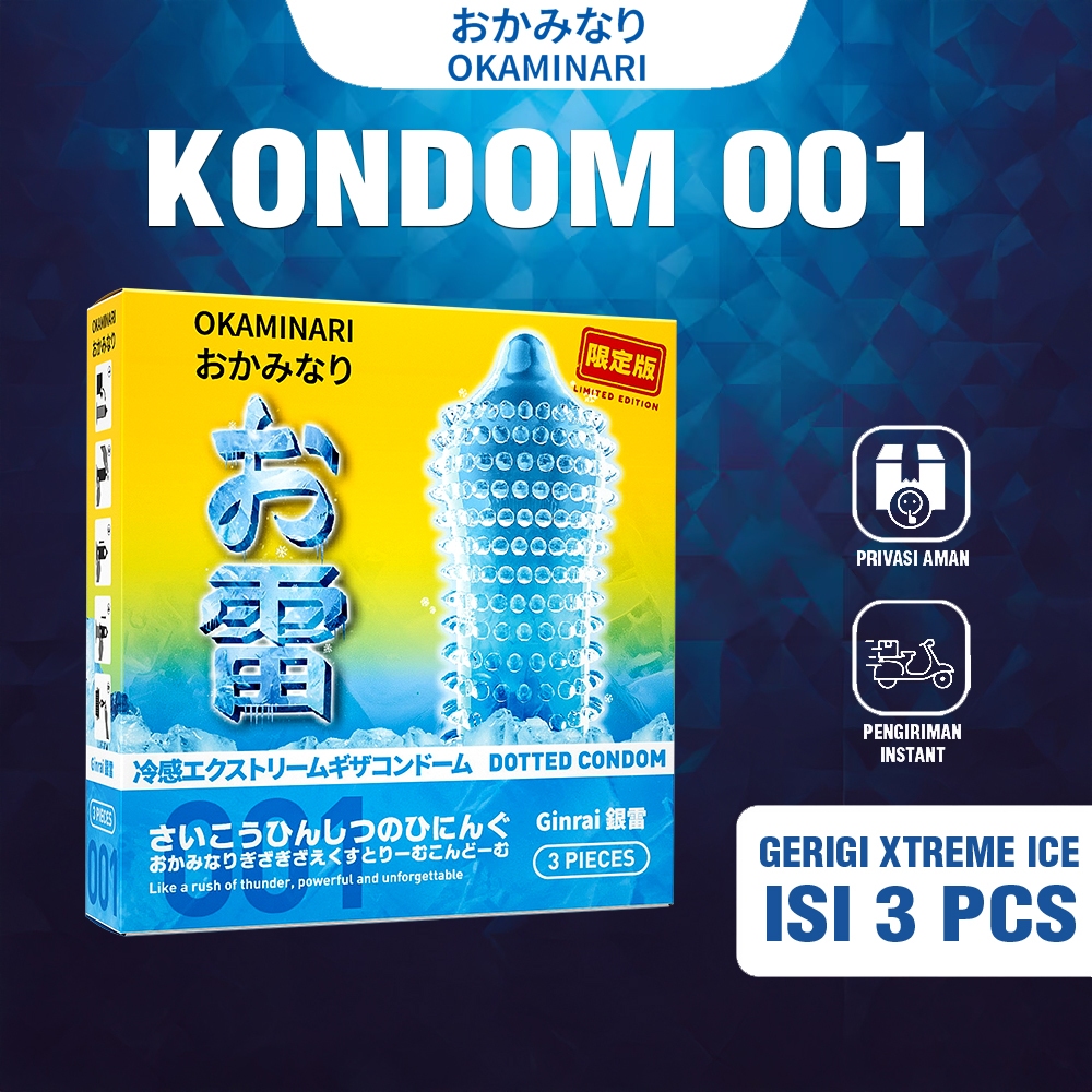 Kondom 001 Okaminari Ginrai Gerigi Xtreme Sensasi Dingin - Isi 3 Pcs