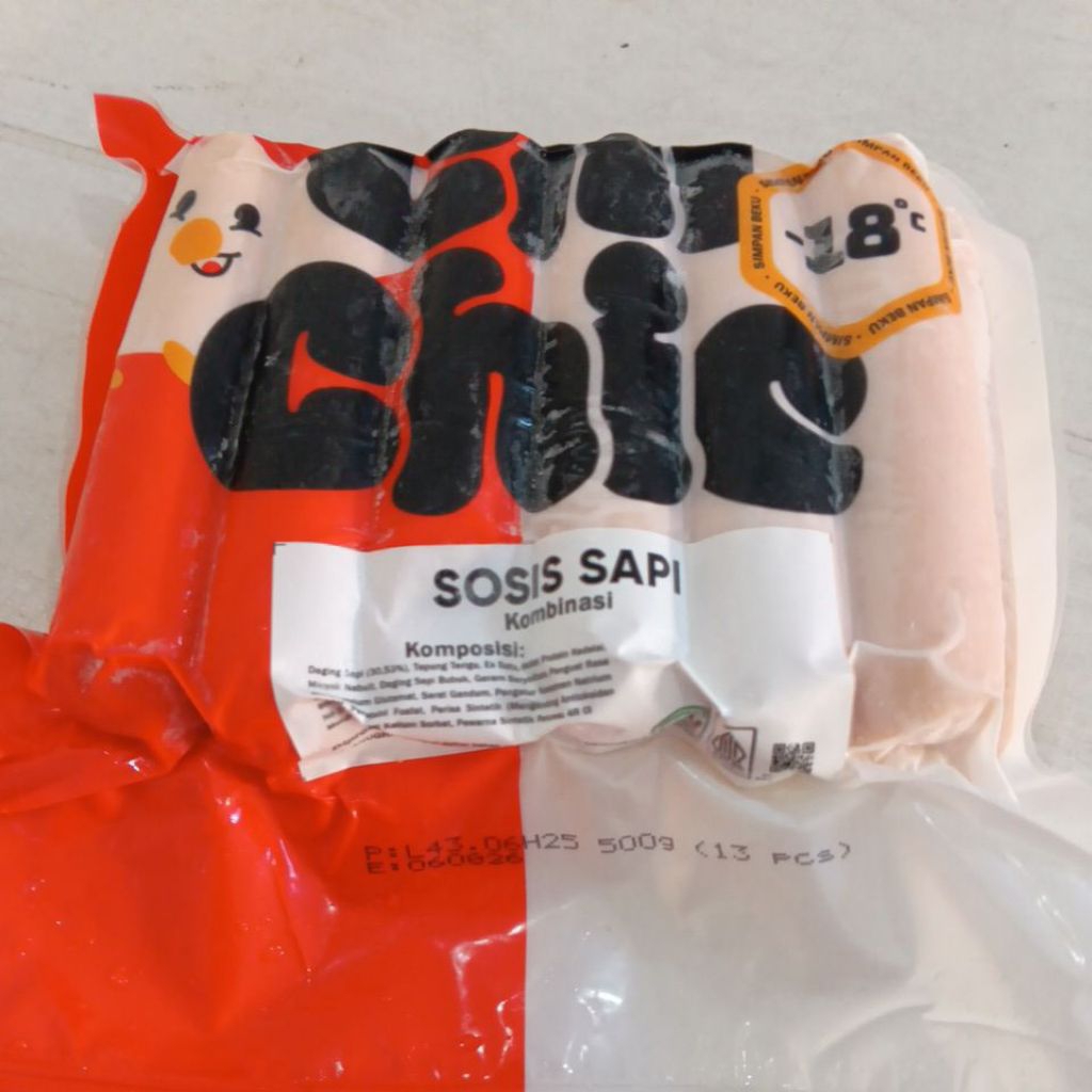 

PROMO.!. Sosis Sapi Bakar Merk "CHICHIC", isi 13bj, 500gr, Expired Agustus 2026