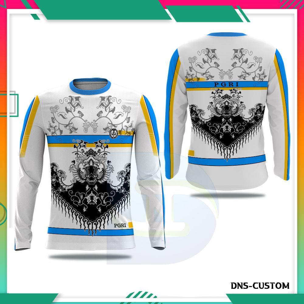 Kaos Batik PGRI Pria Lengan Panjang Fullprint Custom