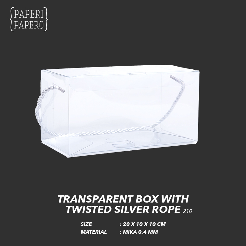 

Transparent Box Carrier (20 x 10 x 10 cm) - Kotak Mika Transparan dengan Tali Handle Silver