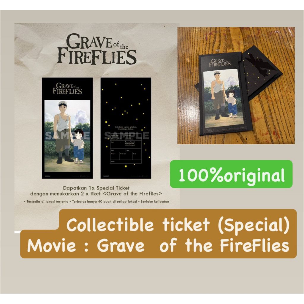 Ticket Special Grave of the fireflies GHIBLI Collectible ticket the Grave of the fireflies HOTARU NO