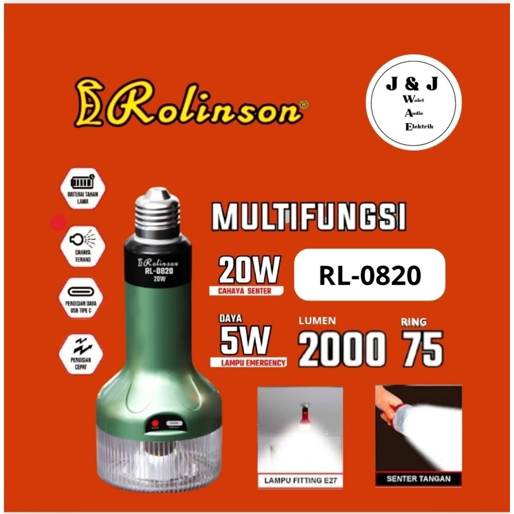 LAMPU MULTIFUNGSI ROLINSON RL-0820 LAMPU SENTER / EMERGENCY ROLINSON