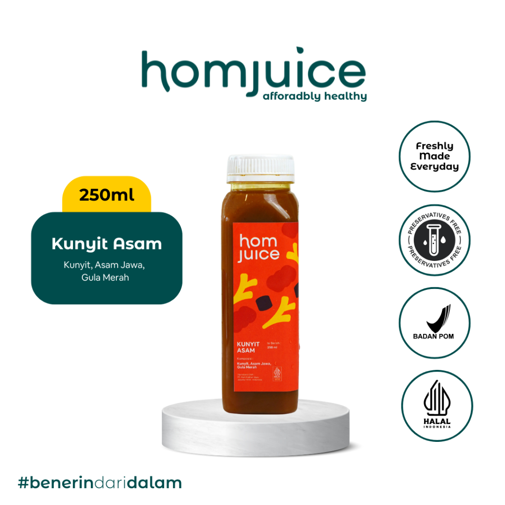 

Homjuice - Kunyit Asam 250 ml (Cold-Pressed Juice/Jus/Detox)