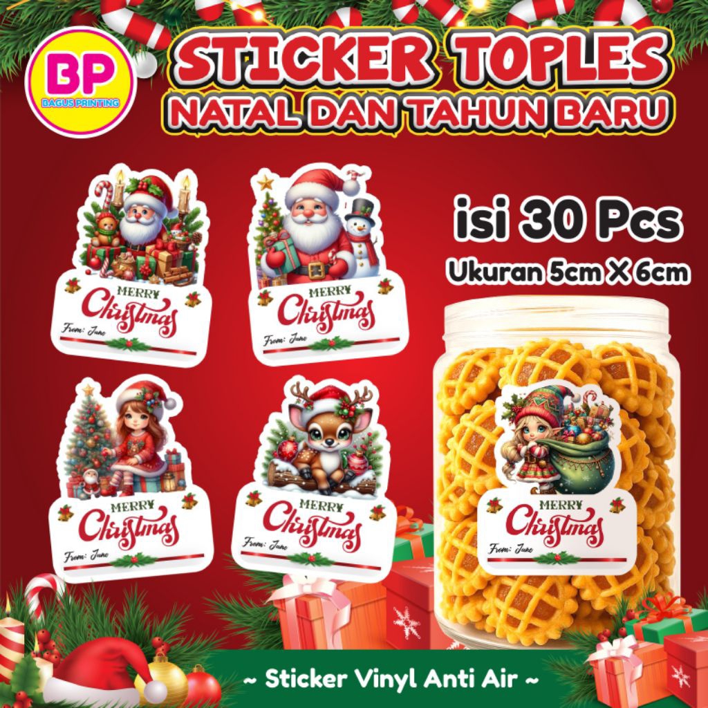 

Sticker Toples Natal Stiker Kue Kering Stiker Bento Natal Sticker Hampers Natal Tahun Baru