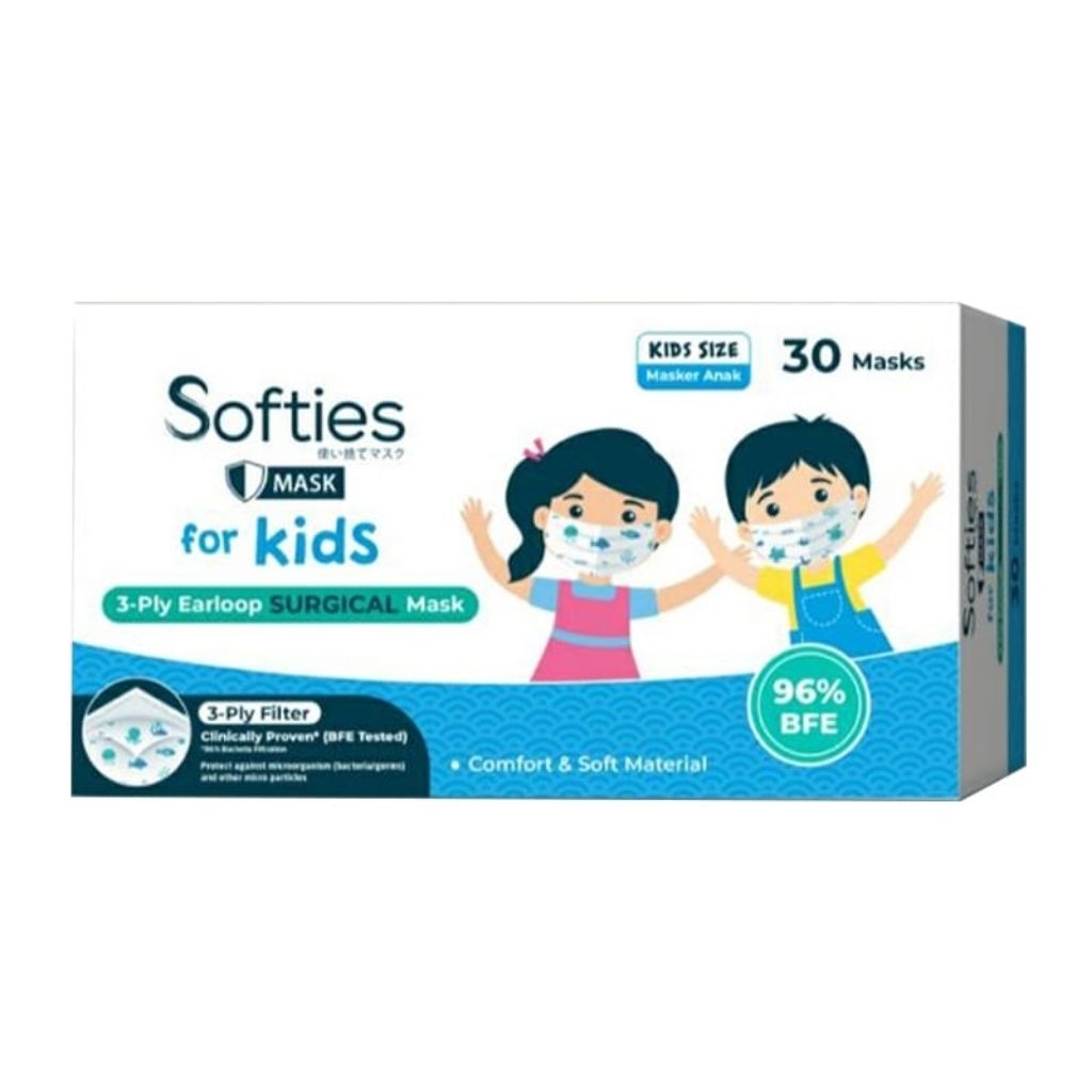 Masker Softies Surgical Kids / Masker Anak Medis / Masker Anak Lucu / Masker Anak Motif