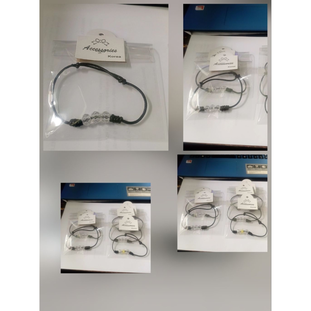 Gelang Manik kristal sintetis tali hitam