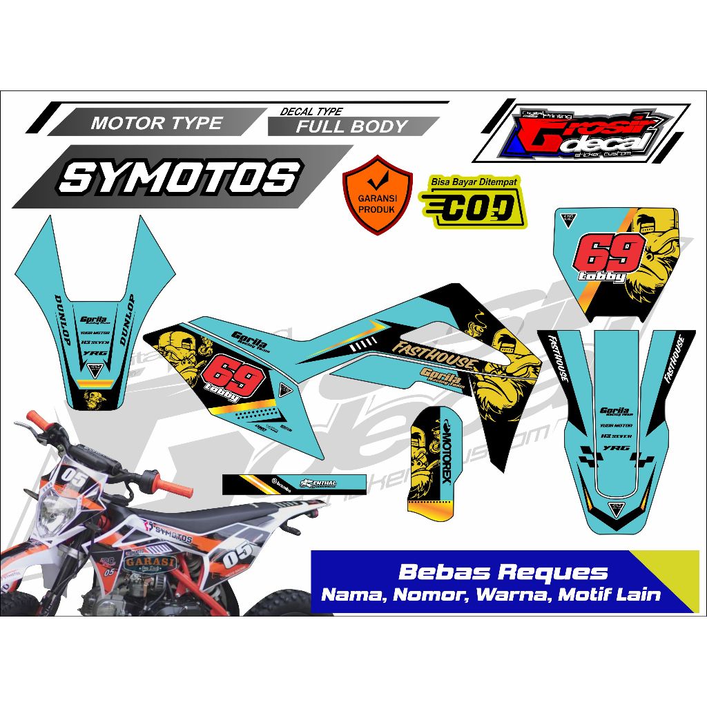 Striping list stiker Mini Trail Trail mini SYMOTOS 50cc Full Body Bebas Reques