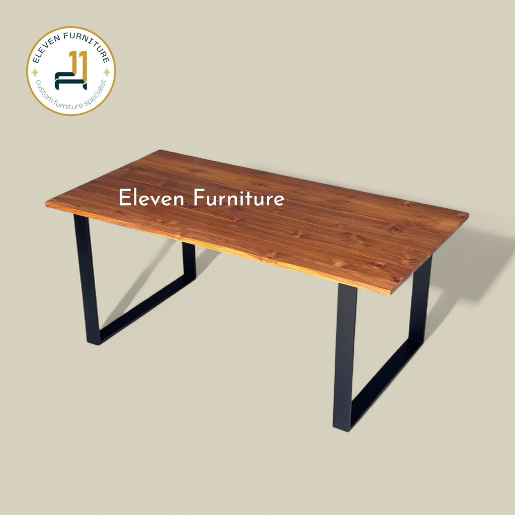 MEJA SAJA KAKI BESI kayu jati makan cafe resto resort hotel rumah minimalis modern retro simpel japa