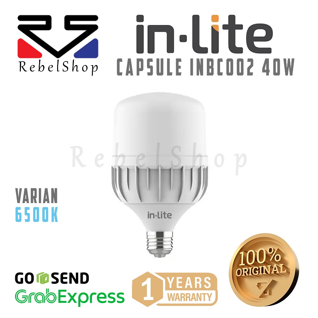 Inlite INBC002 LED Bulb Capsule Lampu Bohlam 40W Putih E27 - In-Lite 40 W 40Watt 40 Watt