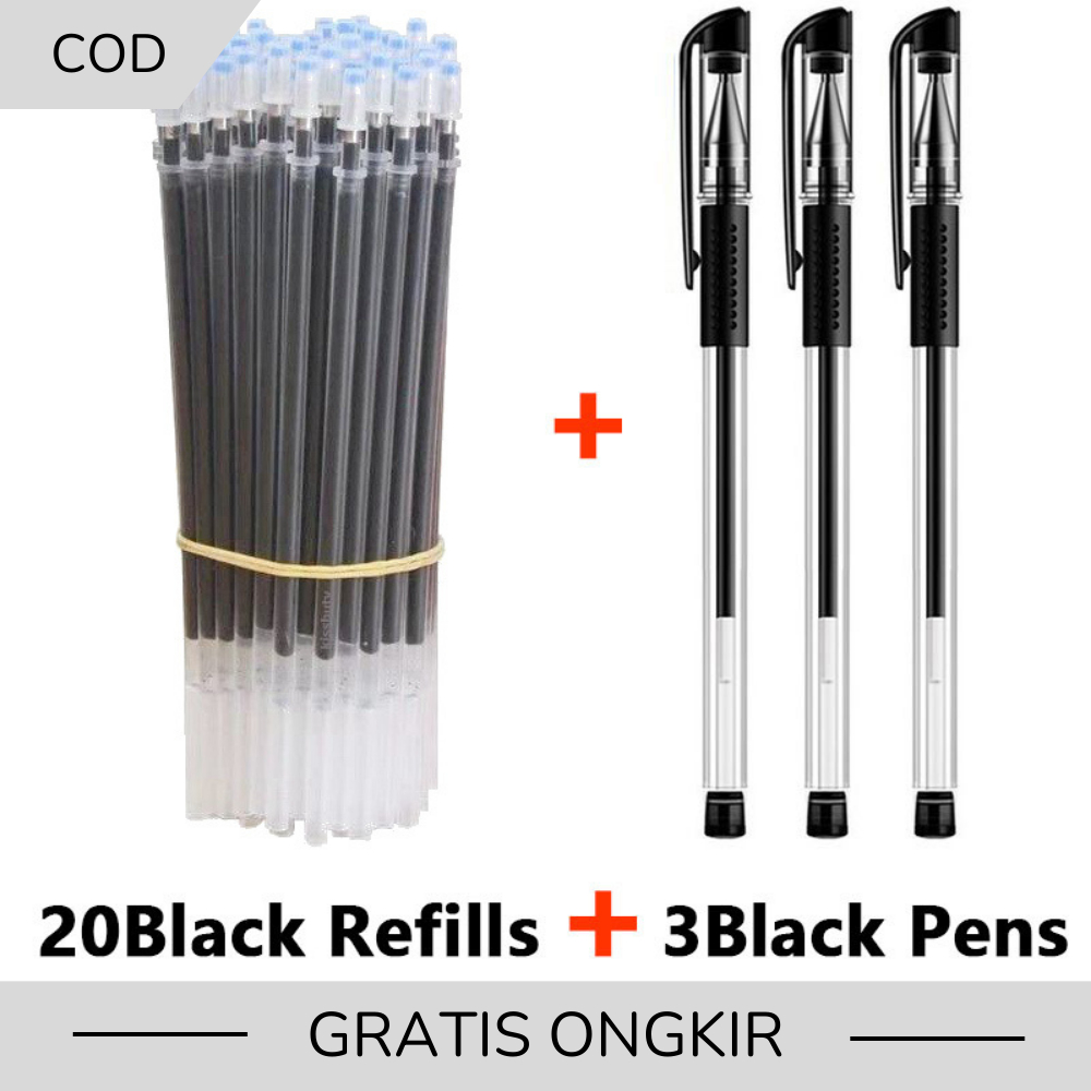 

KISSBUTY Pulpen Gel 0.5mm Isi Ulang dengan Tinta Refill 20 PCS