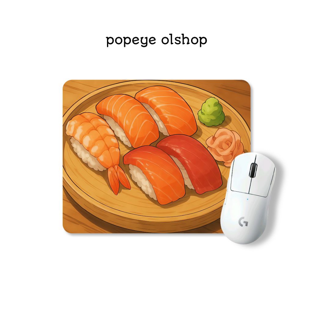 MS42 MOUSE PAD GAMBAR SUSHI JEPANG - ALAS MOUSE KOMPUTER LAPTOP - MOUSEPAD 22 x 18 CM