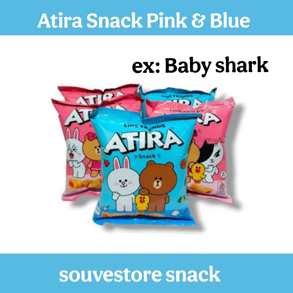 Atira Snack baby Shark Snack Pink biru isi 10 Atira Snack Berhadiah