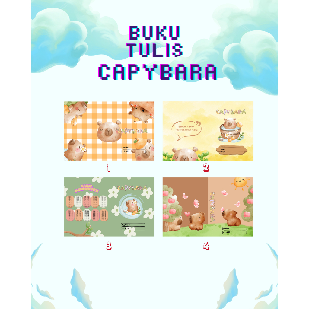 

BUKU TULIS CUSTOM KARTUN CAPYBARA WE BARE BEARS ANIME ISLAMI