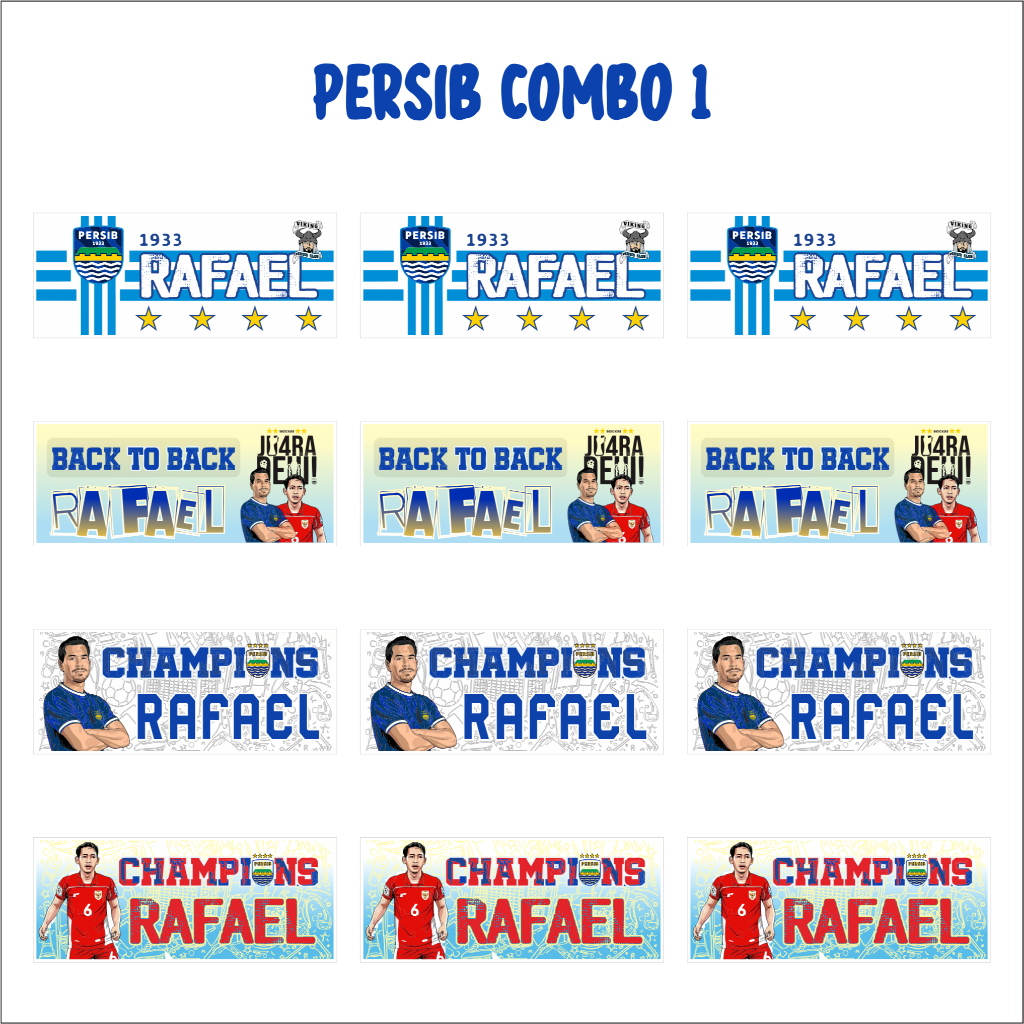 

COMBO PERSIB Sticker Nama Custom Vinyl Stiker Nama Label Nama Waterproof Laminasi Premium