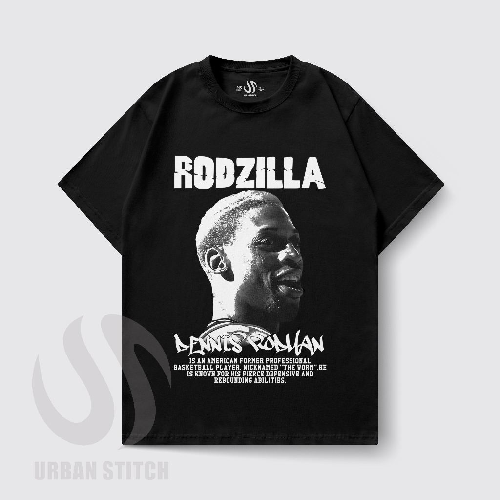 Kaos Oversize Dennis Rodman Rodzilla Black  Kaos Oversize NBA Dennis Rodman Streetwear
