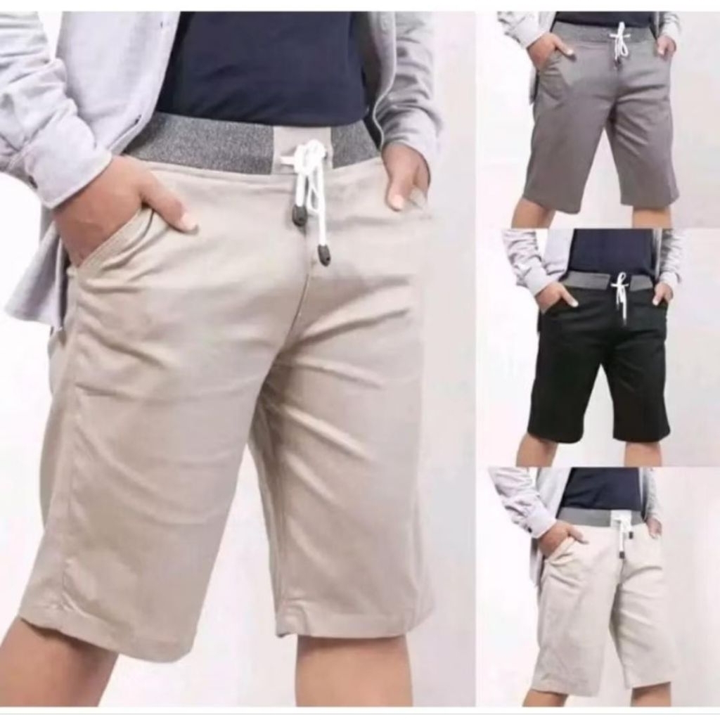 Celana Chino Pendek Celana Pendek Pria celana pendek Chino pinggang Karet celana Chino Pria celana p
