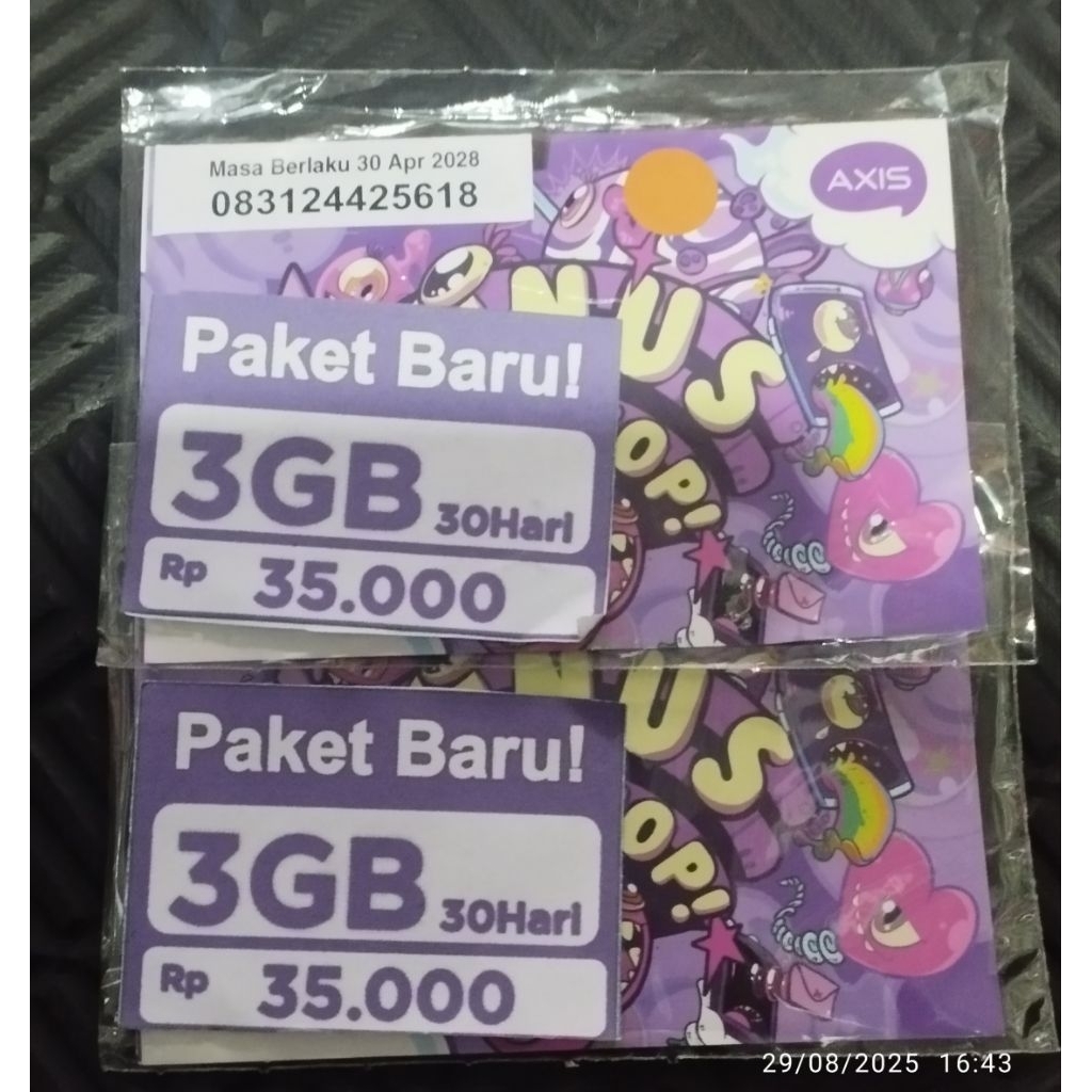 Kartu Kuota Axis 3GB / Kuota Nasional / Kuota Full