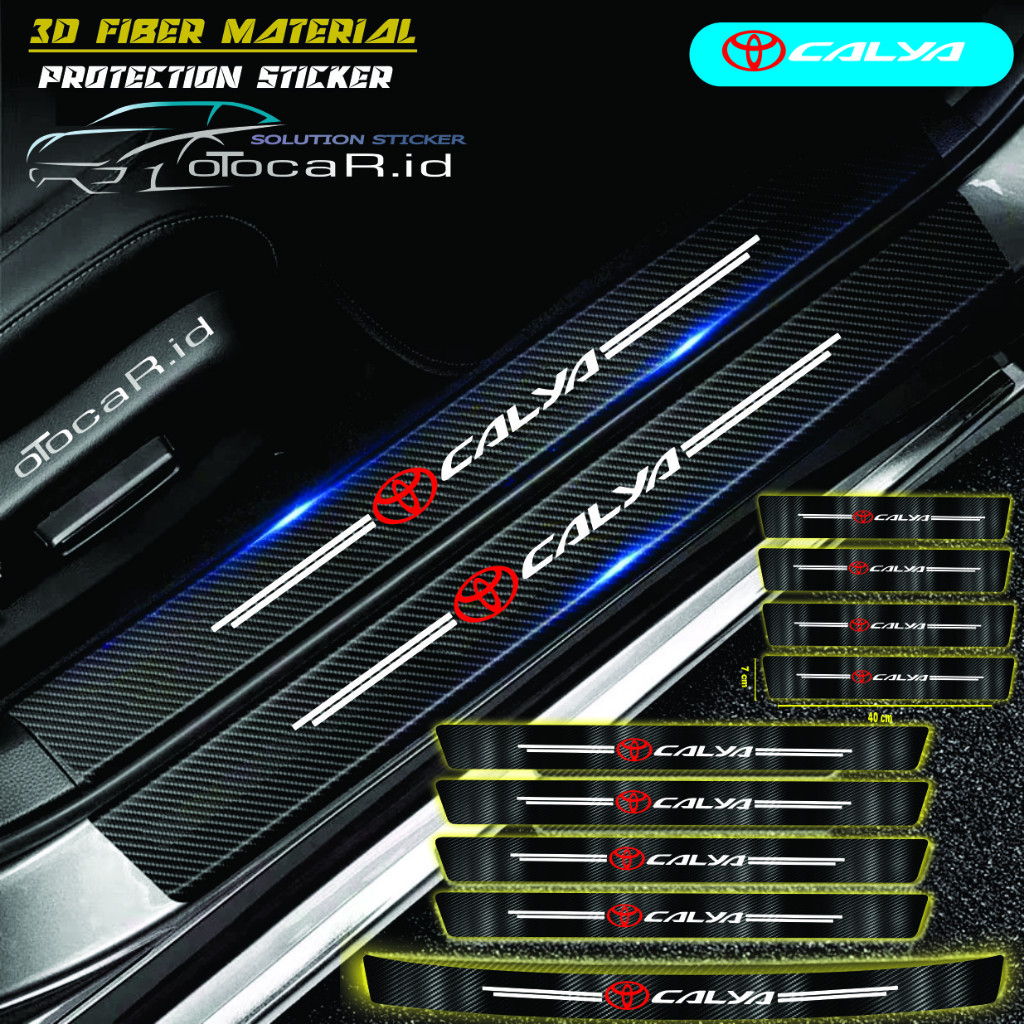 SILL PLATE KARBON 3D MOBIL CALYA STICKER CARBON 3D PIJAKAN BUMPER BAGASI MOBIL TOYOTA CALYA