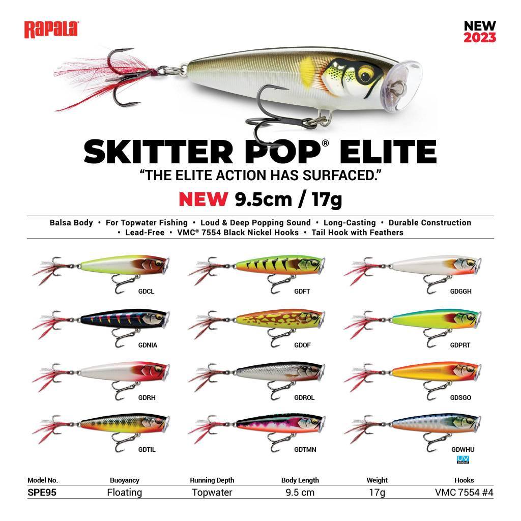 Umpan Rapala Skitter Pop Elite 95 Topwater Lure 9.5cm 17g | Popper Balsa Fishing Lure