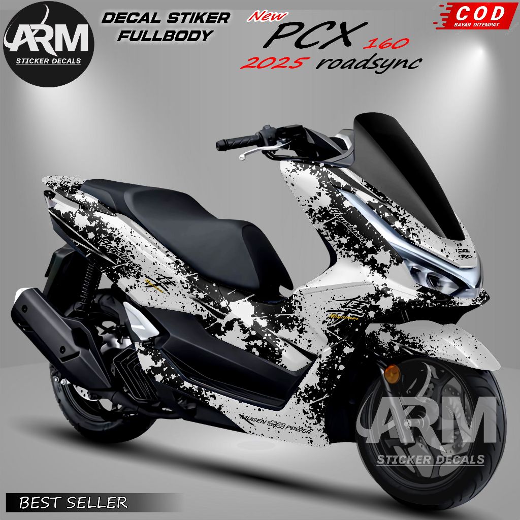 Stiker Decal Motor PCX 160 Terbaru Full Body Anti Luntur Full Body 2025 Motif Hayabusa Putih
