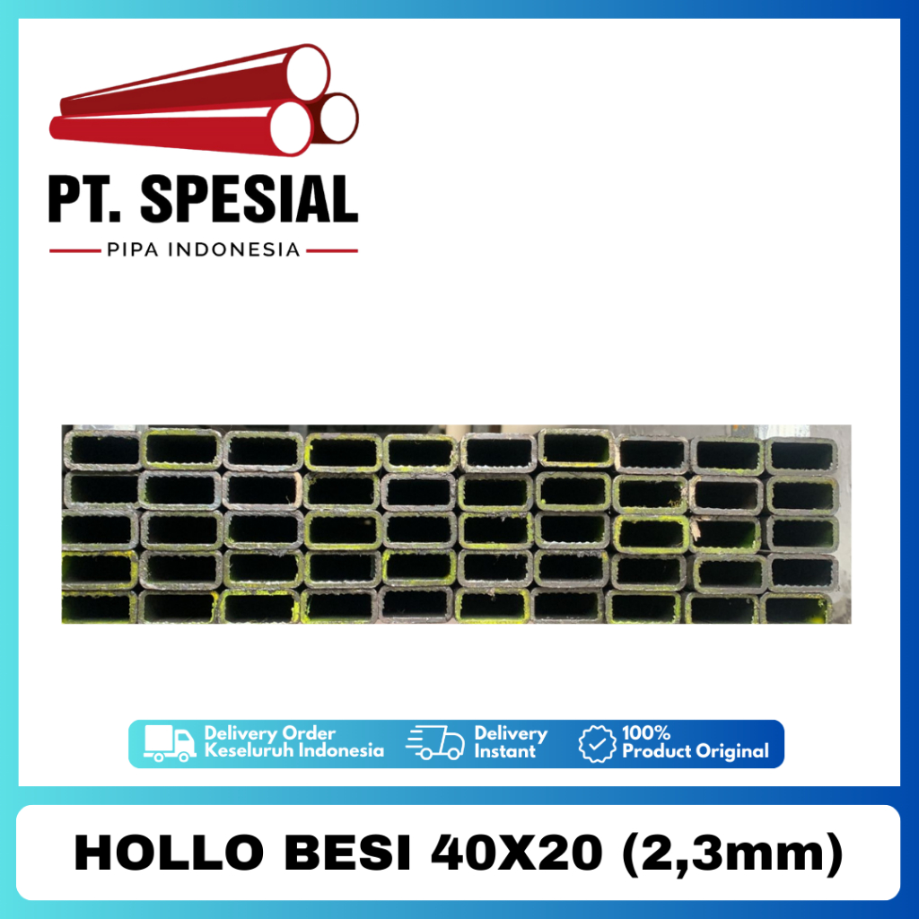 Besi Hollo 4x2 / Hollow Hitam / Hollo Besi 40x20 Tebal 2.3mm - 05