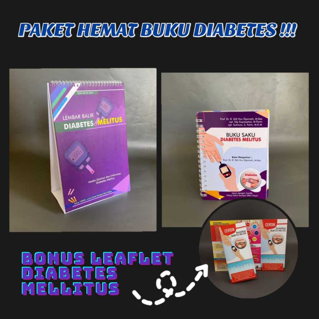 PAKET HEMAT  Paket Lembar Balik Diabetes Melitus - Buku Saku Diabetes - Gratis Leaflet - Media Eduka