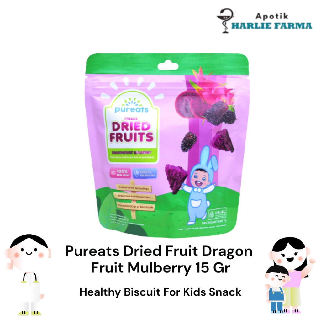 

Pureats Dried Fruit Dragon Fruit Mulberry 15 Gr - Cemilan Keluarga - Cemilan Anak Sehat