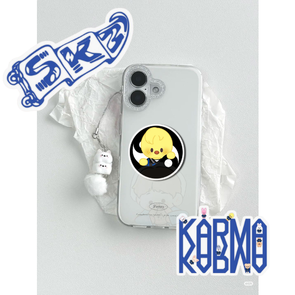 BACA DESK SEBELUM CO SKZOO AKRILIK POP SOCKET GRIPTOK GIPTOK ACYLIC GLOWSY KARMA CEREMONY HANDPHONE 