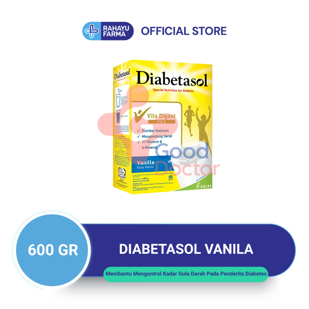 

DIABETASOL 600 GR VANILA – Susu diabetes lengkap dengan vitamin & mineral untuk energi.