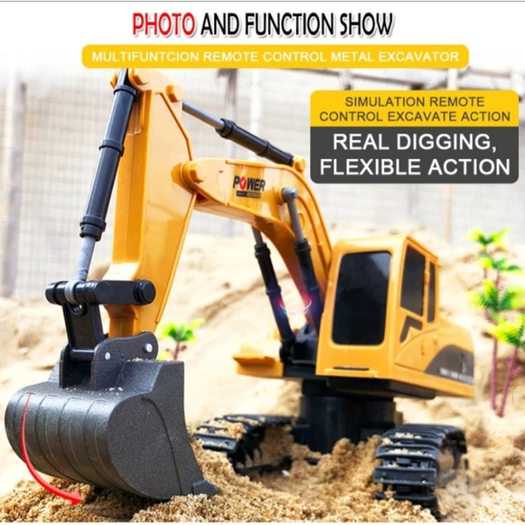 [planet] Mainan Mobil Truk Metal Excavator Aksesoris Remote Control - RC Excavator Truck