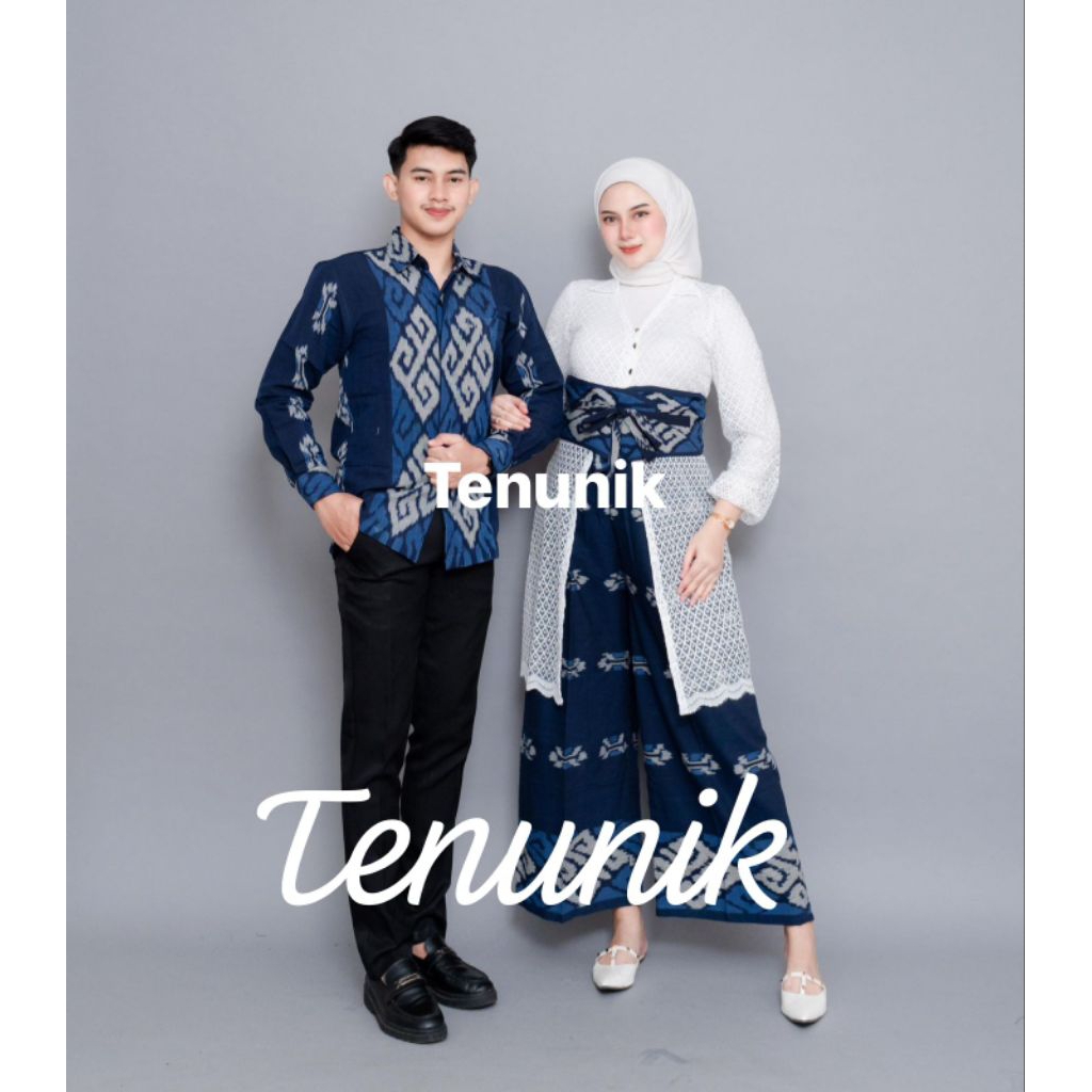 HANIA ONE SET CELANA TENUN NAVY - CELANA TENUN WANITA - BAJU TENUN - COUPLE TENUN - COUPLE ETNIK