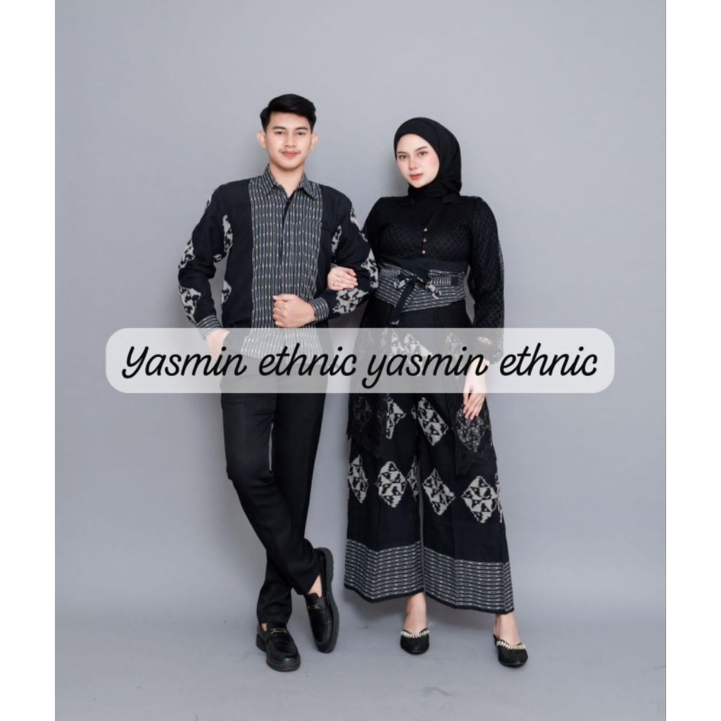 HANIA ONE SET CELANA TENUN BLACK - CELANA TENUN WANITA - BAJU TENUN COUPLE - COUPLE TENUN - COUPLE K