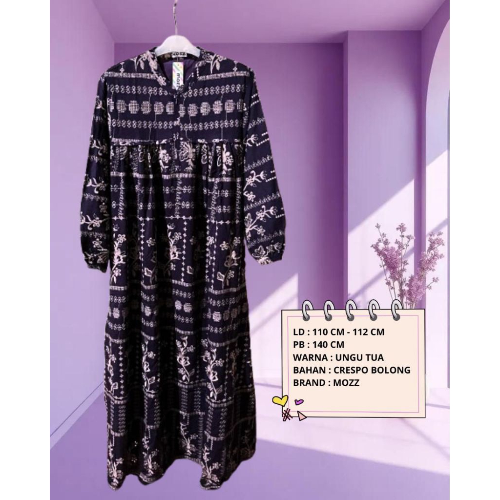 gamis katun bordir burgundy by mozz