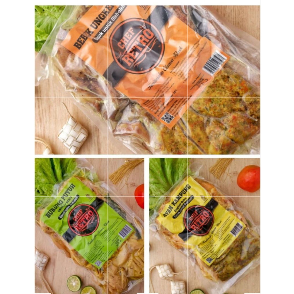 chef retro ayam kampung / bebek ungkep / burung puyuh ungkep beku