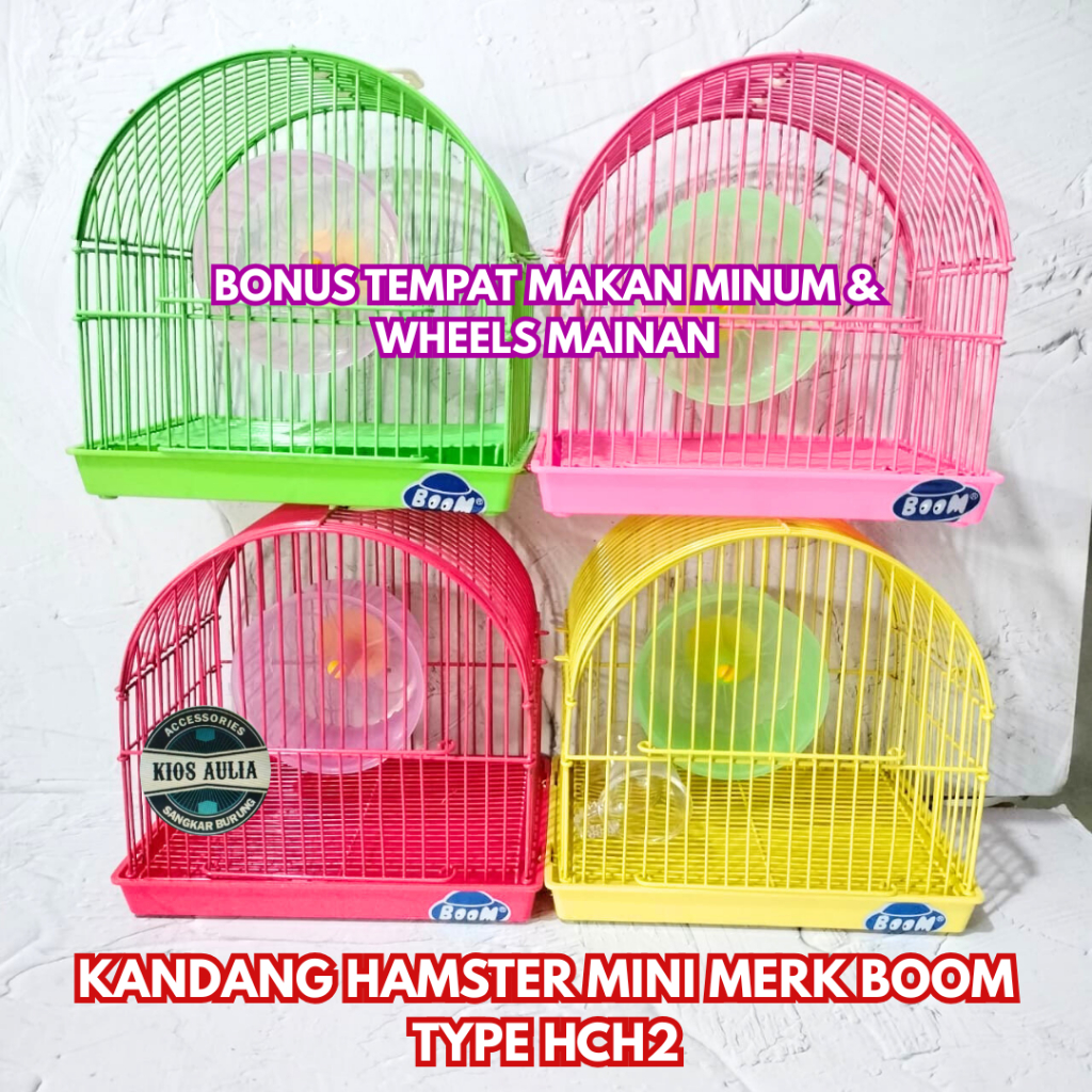 KANDANG HAMSTER MINI TYPE HCH2 MERK BOOM SET MAKAN MINUM MAINAN RODA PELIHARAAN HAMSTER TUPAI TIKUS 