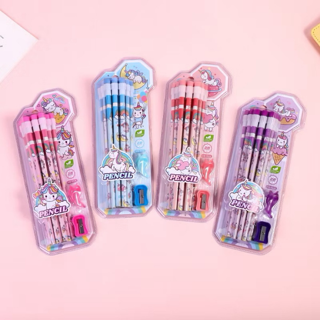

Pensil Anak Unicorn My Little Pony Set isi 12 pcs Pensil Serut 2B Lucu Gemas