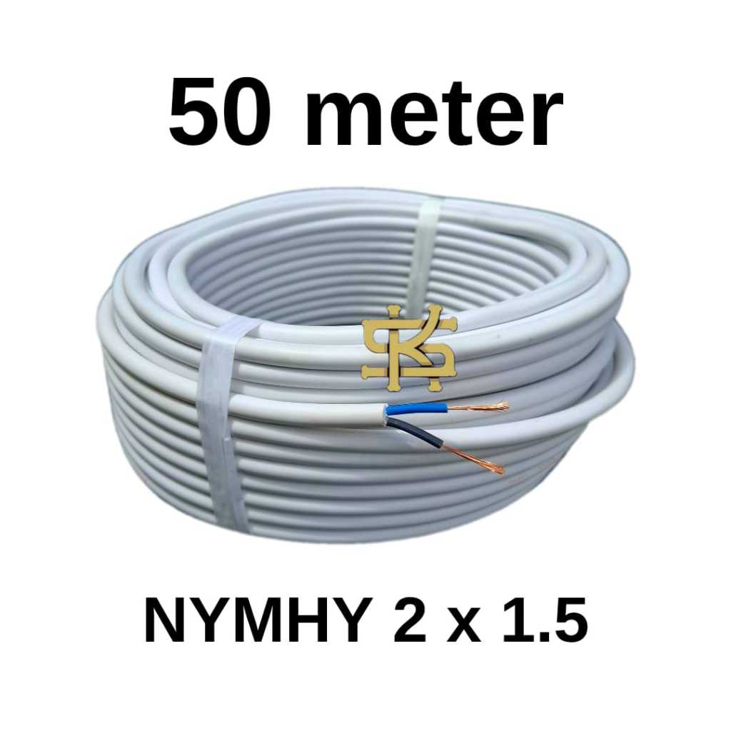 Kabel Listrik Serabut 2x1,5mm Putih - Hitam - Kabel Serabut NYMHY Putih - Hitam 2x1.5mm (ECER)