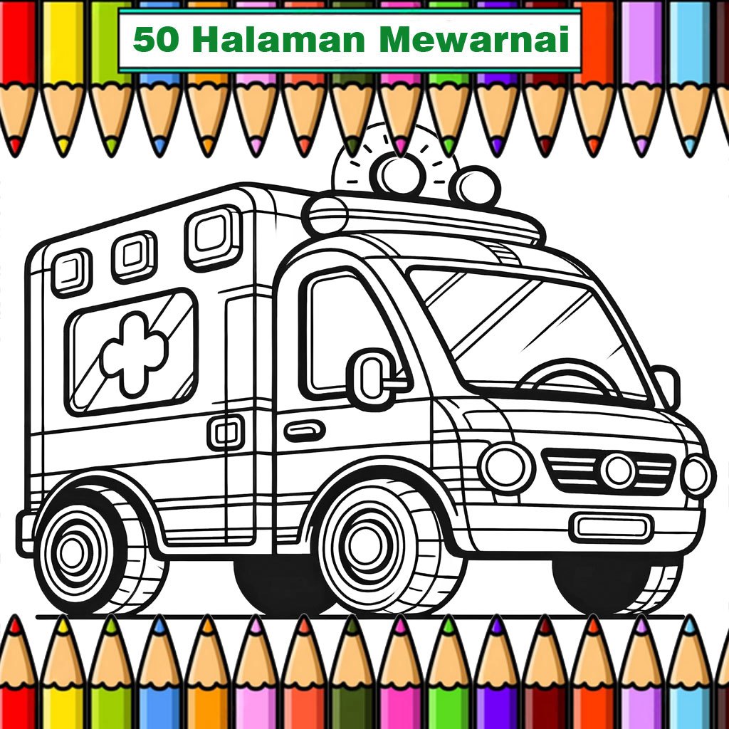 

50 Kertas mewarnai Kendaraan dll ukuran A5 untuk Anak TK / PAUD / SD Lembar belajar mewarnai