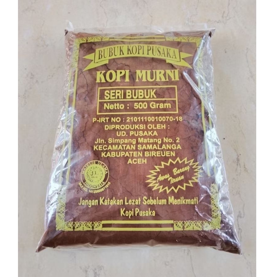 

500 Gram Bubuk kopi halus Murni Pusaka Aceh