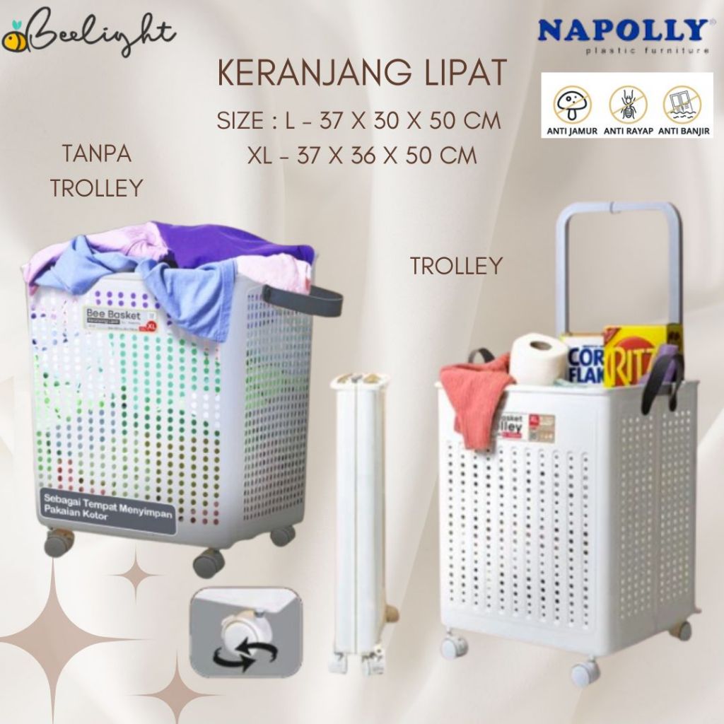 KERANJANG/TROLLEY/TAS/ TEMPAT PLASTIK SERBAGUNA DENGAN RODA