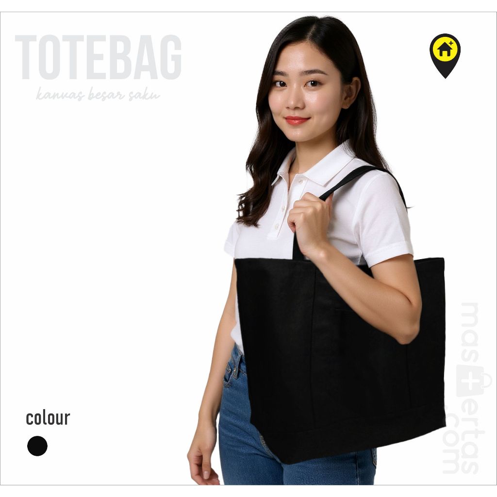 Totebag kanvas jumbo hitam, tote bag besar, totebag big, custom