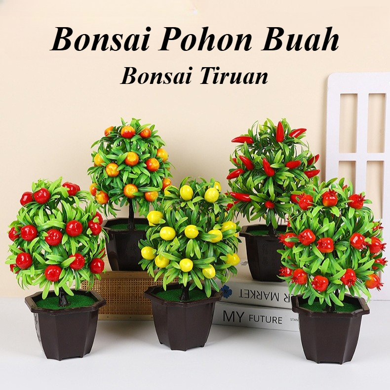 Pot Bunga Hias Plastik Tanaman Bonsai  Ornamen Dekorasi Rumah Bonsai Pohon Buah