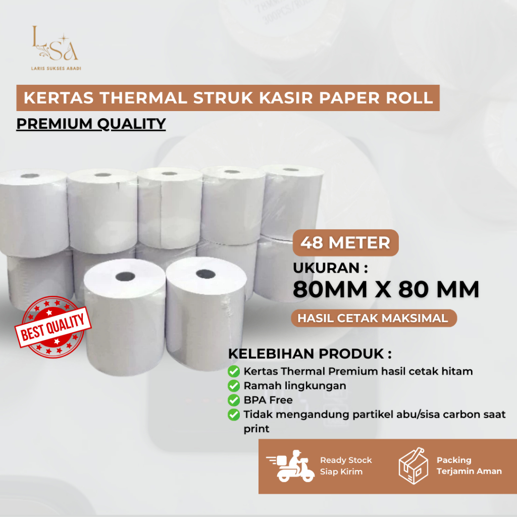 

Kertas Thermal Struk Kasir Paper Roll 80x80mm 1kg Muat 3 PCS