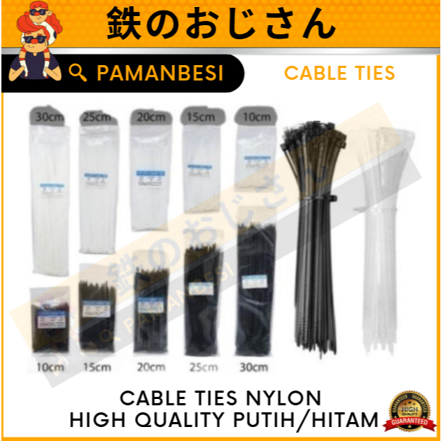 

Cable ties tebal 15 cm isi 100 pcs Izumo Hitam Nylon Insulock Kabel Plastik Putih