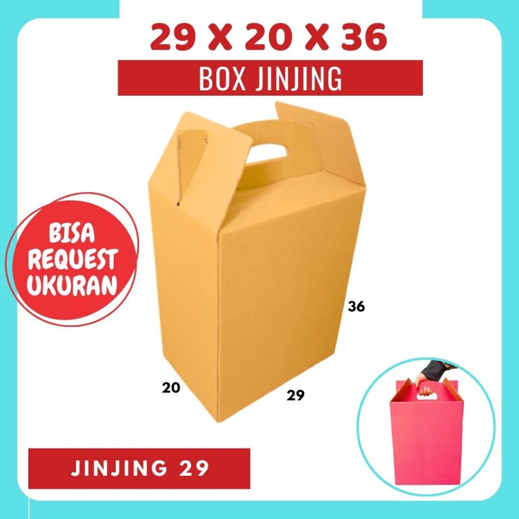 

Box 29x20x36 cm (Jinjing) Gable Box Tenteng/Handle/Kardus/karton/Polos/buah/hampers Diva Box