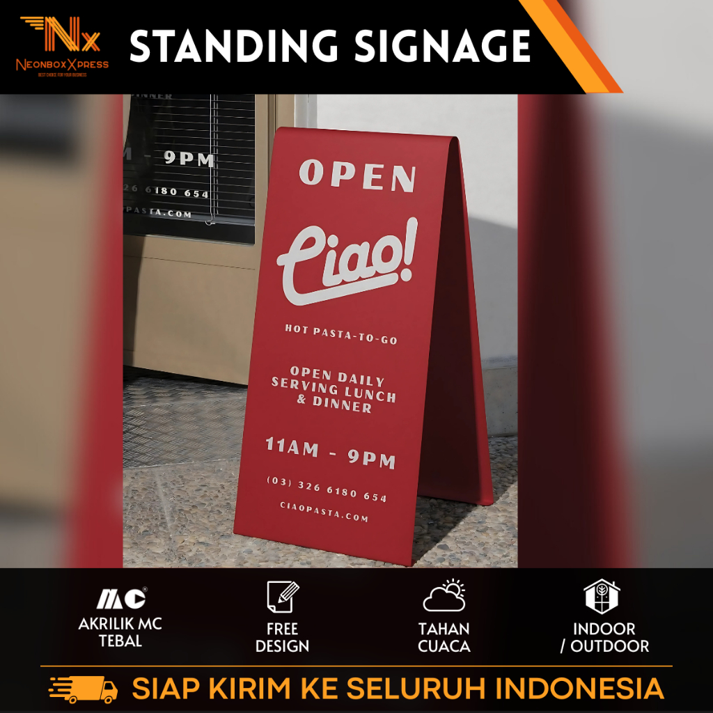 Papan Nama Standing Akrilik Custom  Standing Signage Custom Indoor/Outdoor Papan Tanda Lantai Papan 