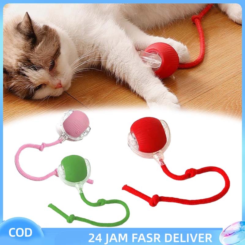 RF - Bola Mainan Kucing Bola Kucing Otomatis Elektrik Bola Putar LED Laser Mainan Kucing Bergerak