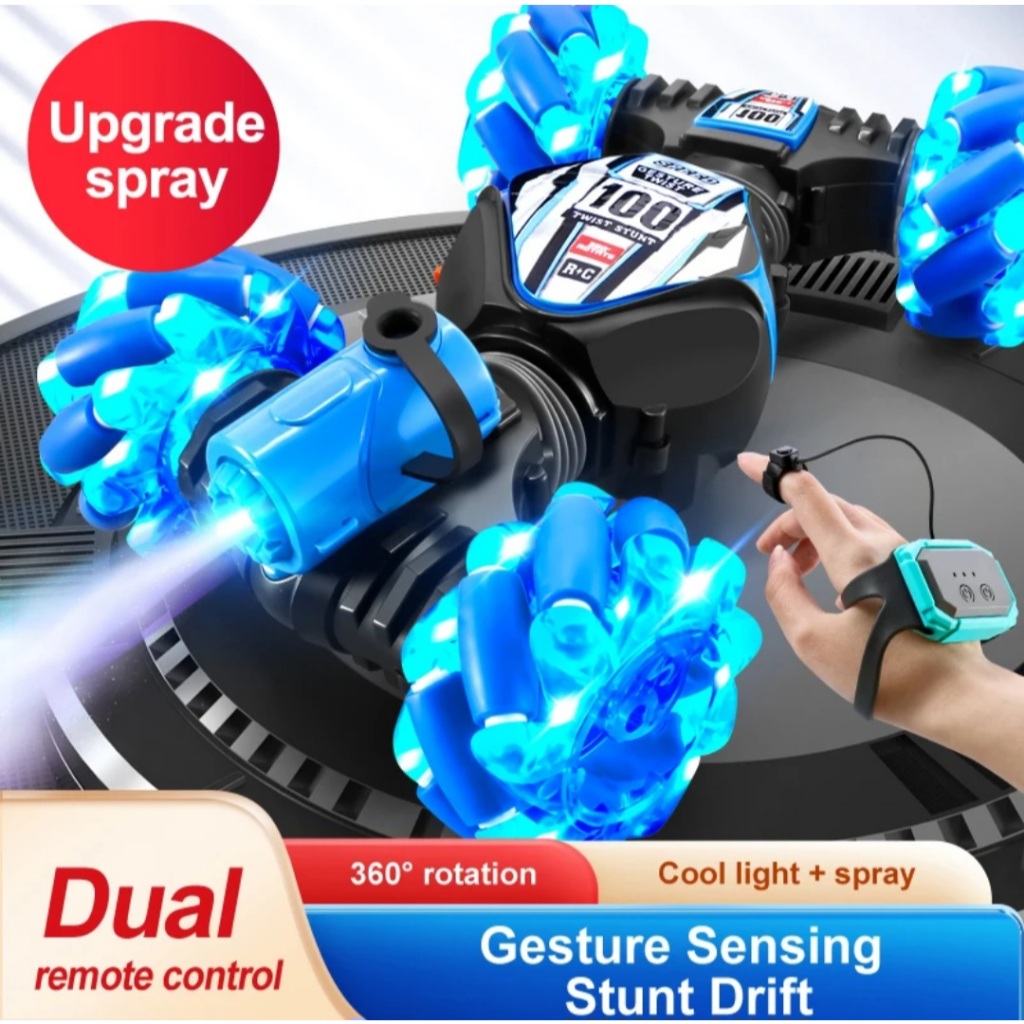 [station] RC Twist Stunt Car Spray Gesture Sensing - Mobil Remote Gesture Akrobatik Elektrik Lampu